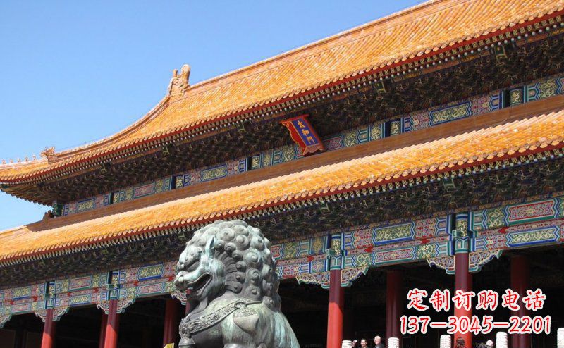 泰州寺庙门口青铜狮子雕塑