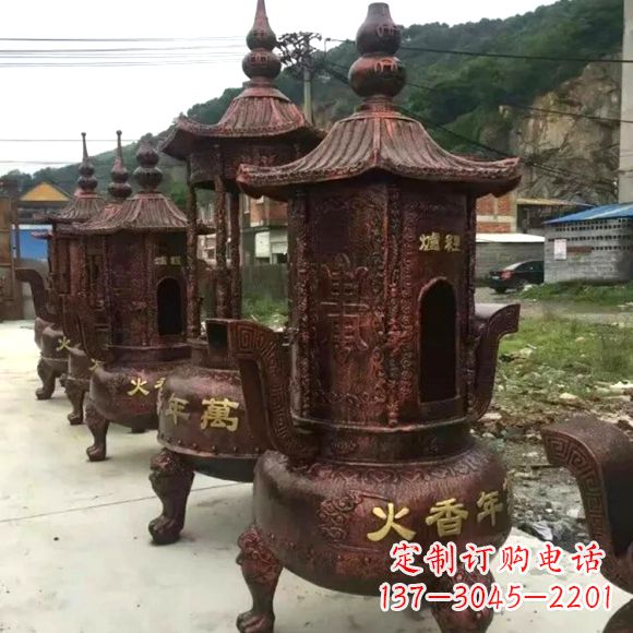 泰州寺庙铜香炉雕塑