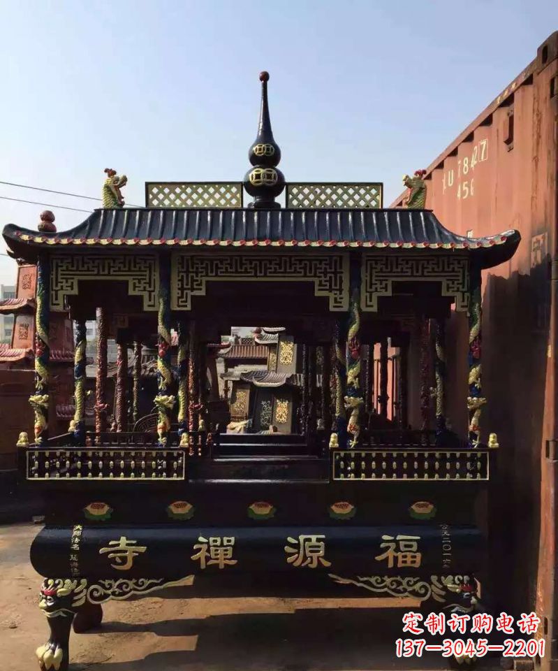 泰州寺庙香炉铜雕 (2)
