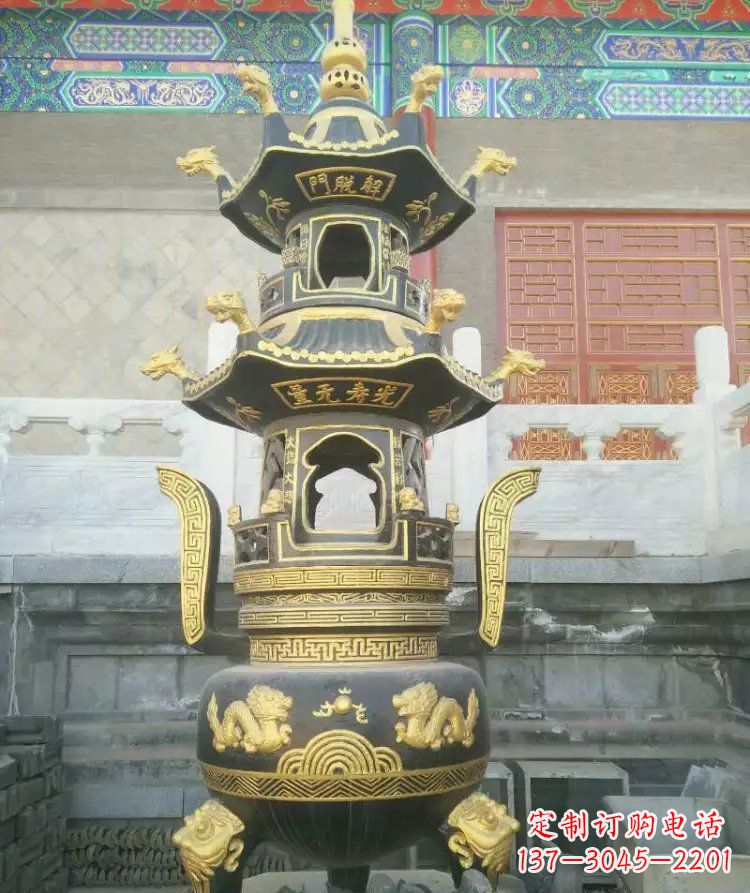 泰州寺庙香炉铜雕_1