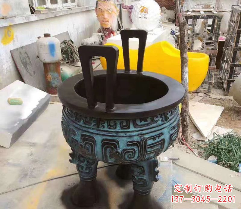 泰州寺庙圆型铜雕香炉