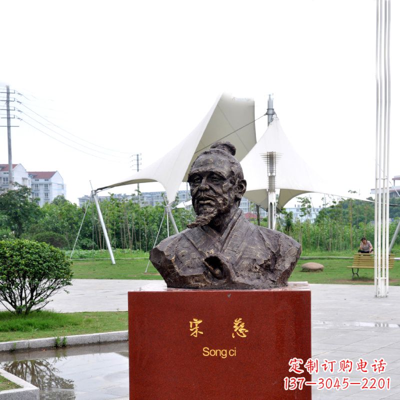 泰州宋慈铸铜头像雕塑-古代十大名医园林广场人物雕塑