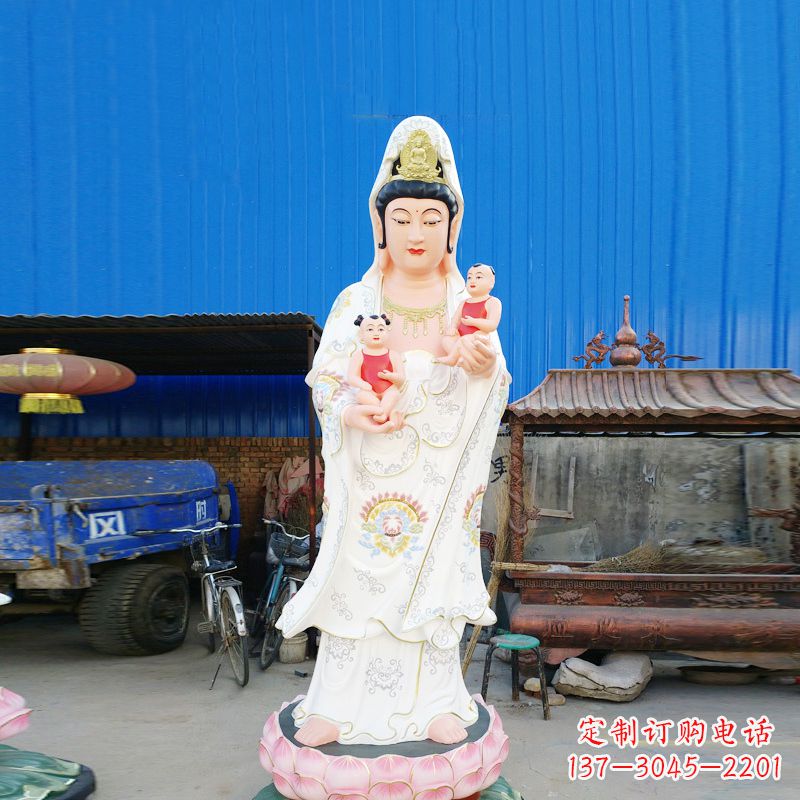 泰州送子观音彩绘玻璃钢雕塑