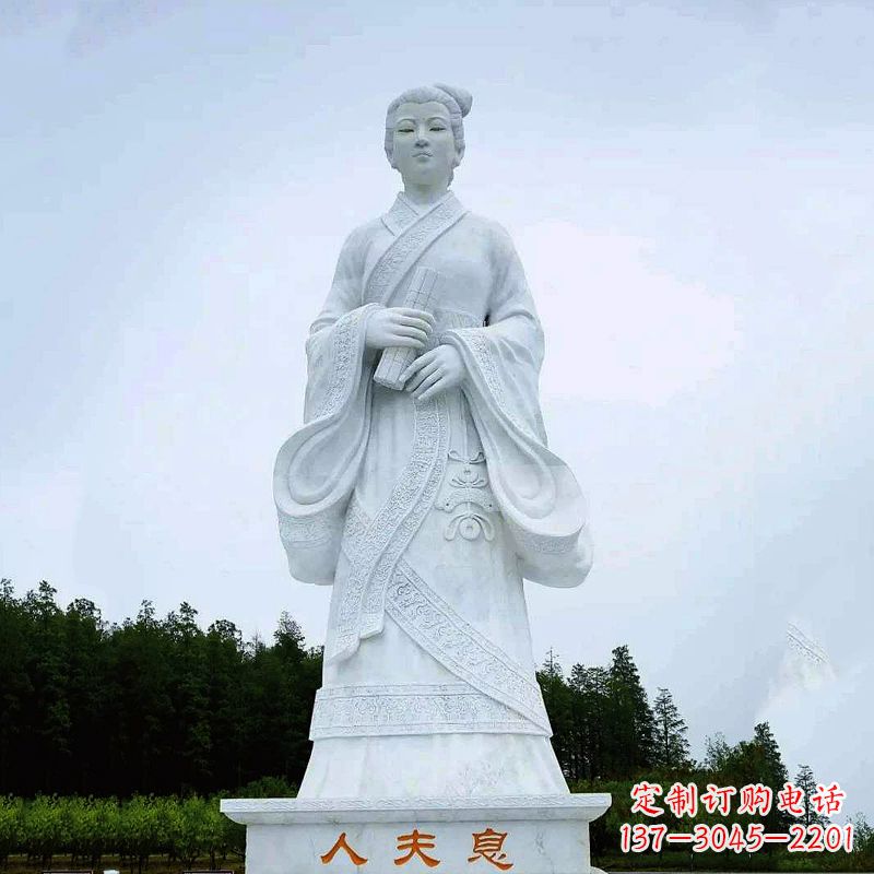 泰州桃花夫人息妫汉白玉雕塑-景区园林历史名人古代著名美女雕像
