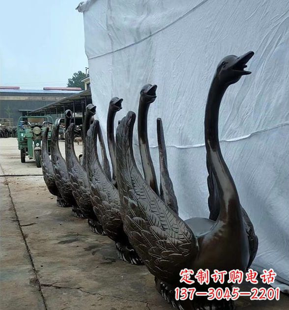 泰州天鹅喷泉铜雕，园林喷泉水景流水组件