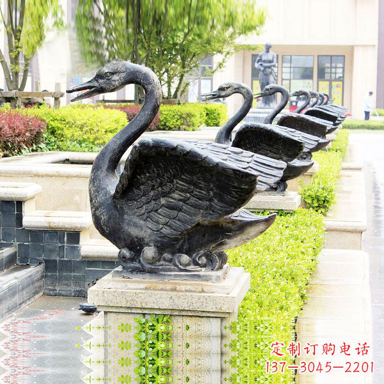 泰州天鹅铜雕喷水喷泉-纯铜铸造公园水渠水景动物雕塑