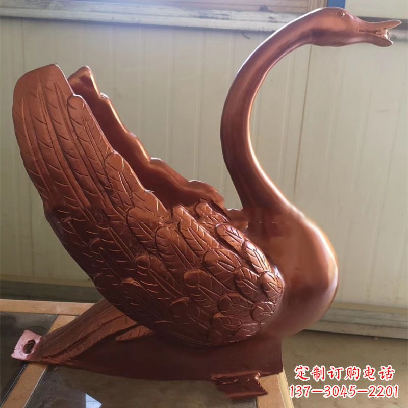 泰州天鹅铜雕塑，喷泉吐水天鹅装饰摆件