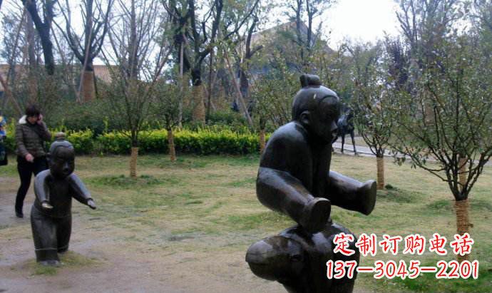 泰州跳山羊公园人物铜雕