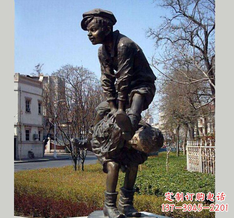 泰州跳山羊人物铜雕