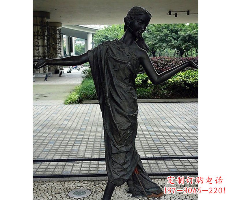 泰州跳舞的女孩街边景观铜雕
