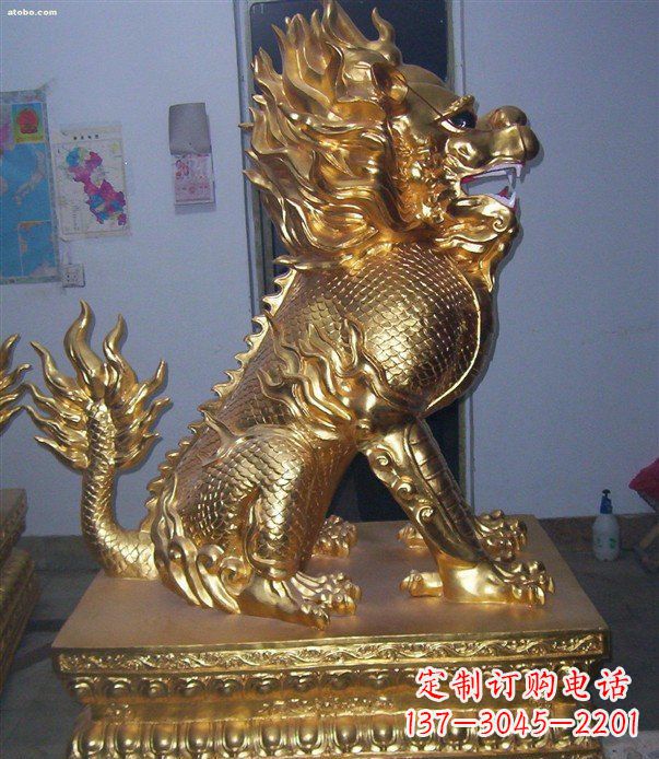 泰州贴金麒麟招财神兽铜雕