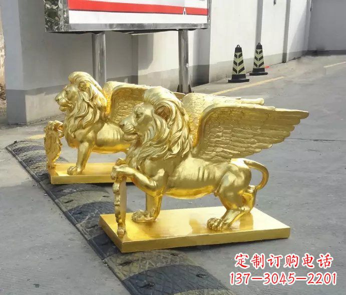 泰州贴金圣马可飞狮铜雕