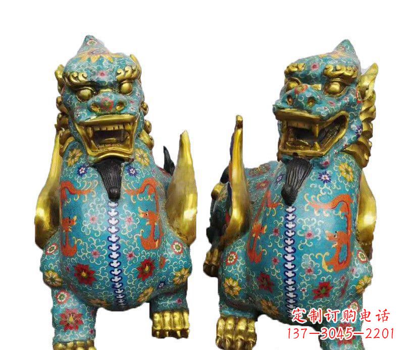 泰州铜雕彩绘镇宅麒麟雕塑摆件
