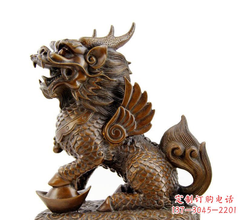泰州铜雕踩元宝麒麟