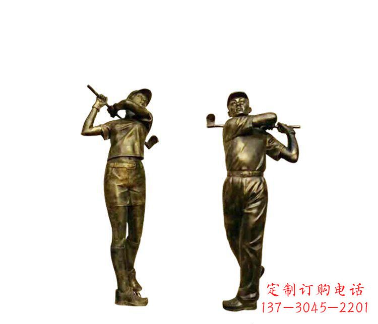 泰州铜雕打高尔夫球人物雕塑