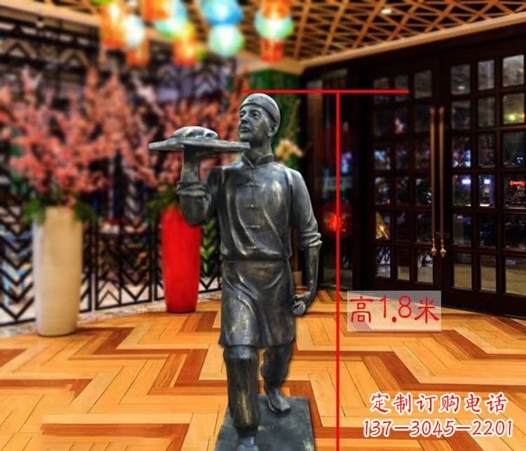 泰州铜雕店小二人物雕塑 (2)