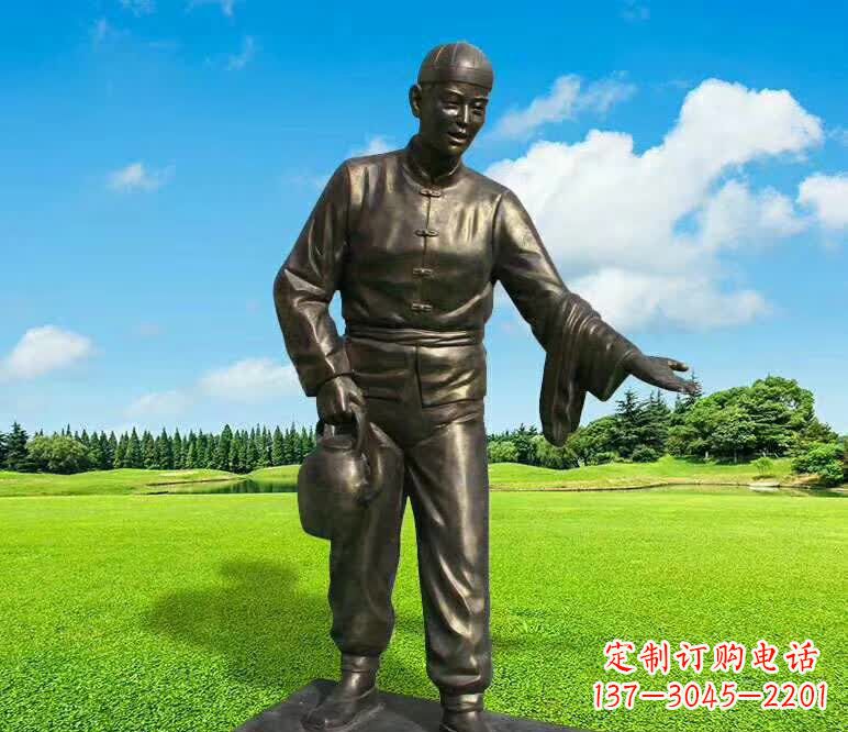 泰州铜雕店小二人物雕塑1