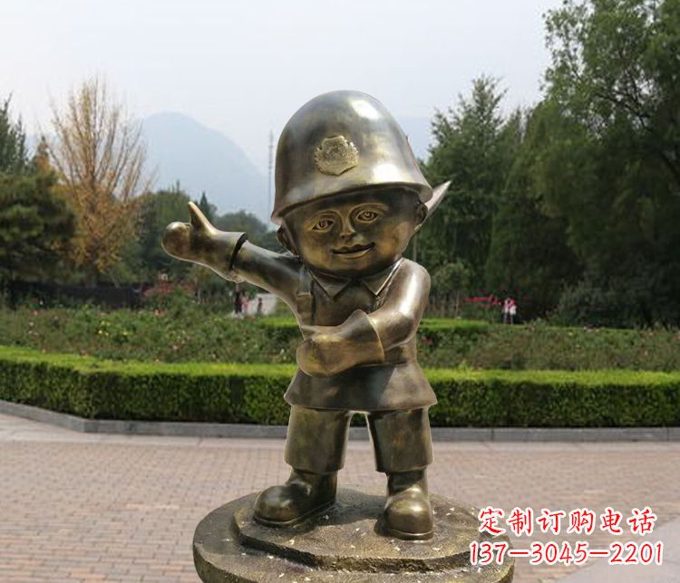 泰州铜雕儿童交通警察