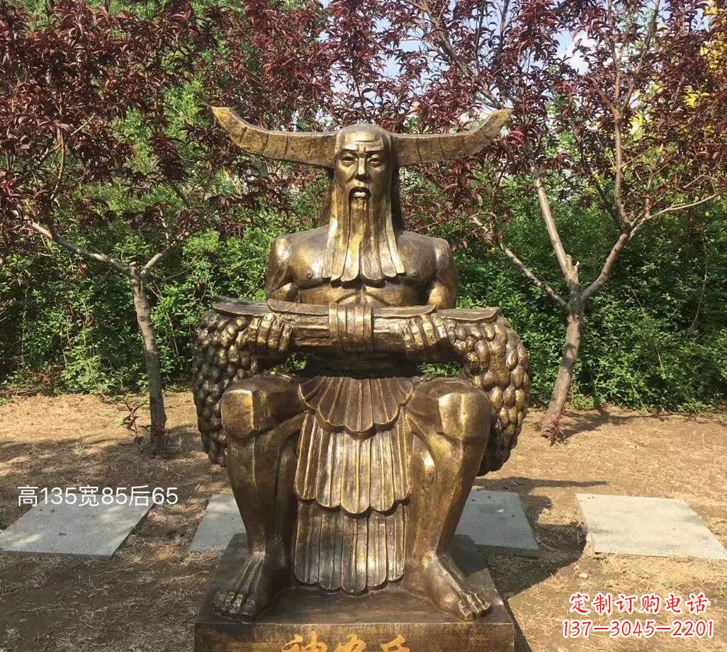 泰州铜雕古代神农氏人物雕塑
