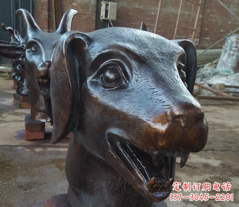 泰州铜雕广场生肖动物头像装饰摆件