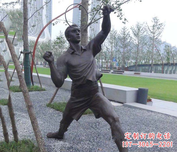 泰州铜雕户外公园打羽毛球运动人物摆件