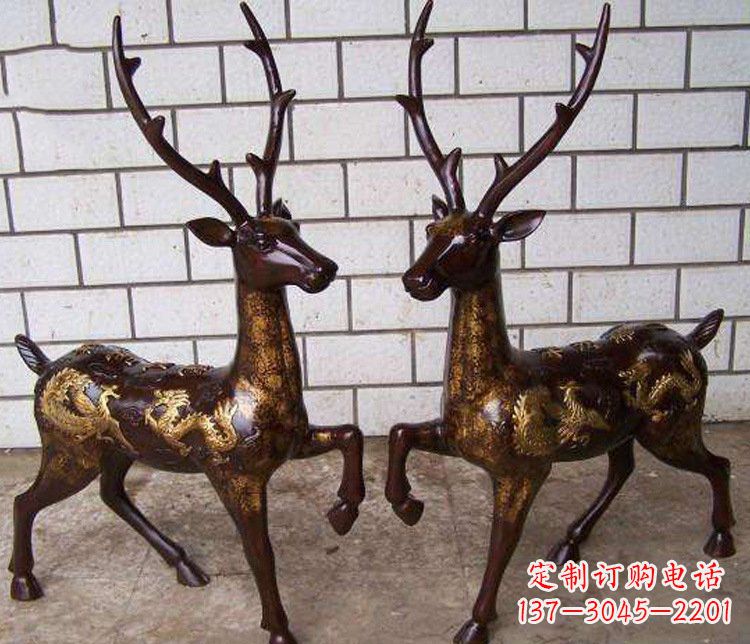 泰州铜雕吉祥复古梅花鹿雕塑摆件