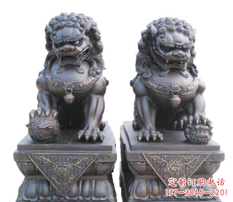 泰州铜雕酒店镇宅招财狮子摆件 (2)
