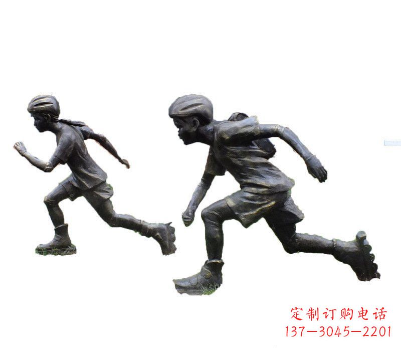 泰州铜雕民俗溜冰儿童摆件