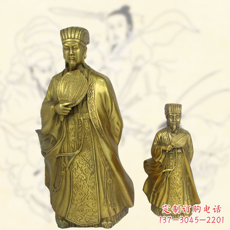 泰州铜雕名人诸葛亮雕像-纯铜铸造三国人物雕塑