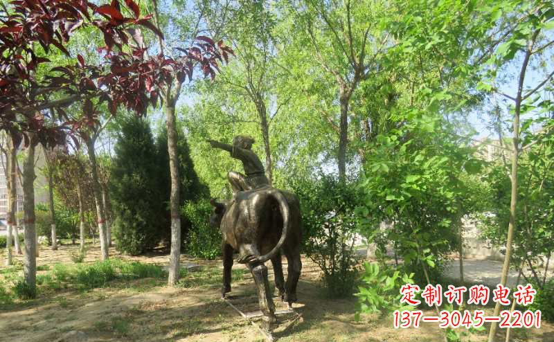 泰州铜雕牧童骑牛雕塑