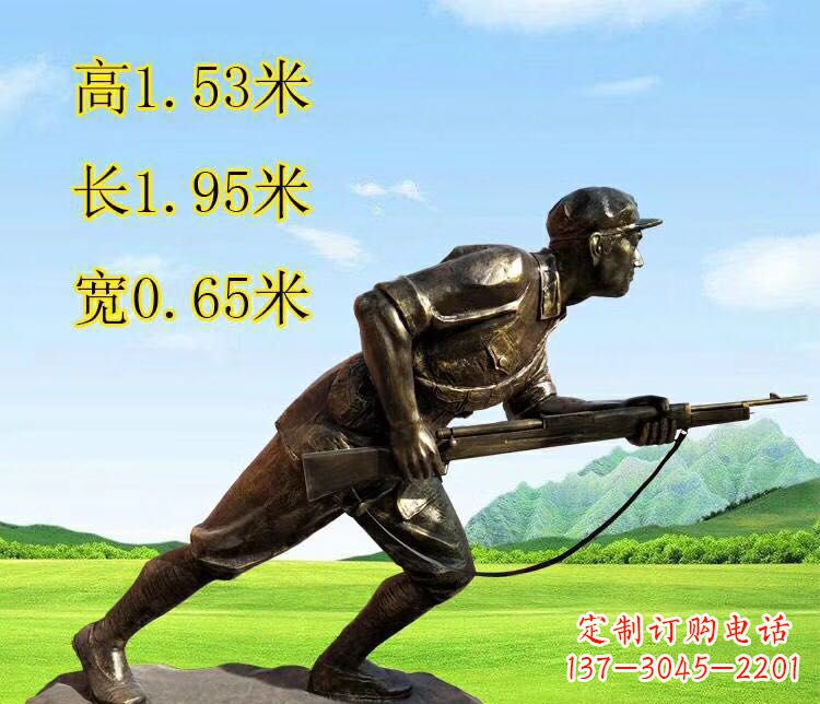 泰州铜雕拿枪战士雕塑