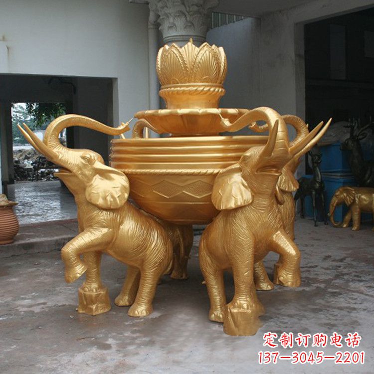 泰州铜雕喷水大象雕塑
