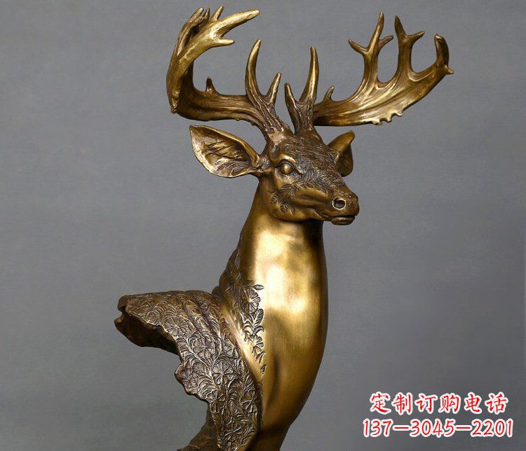 泰州铜雕如意铜鹿头摆件