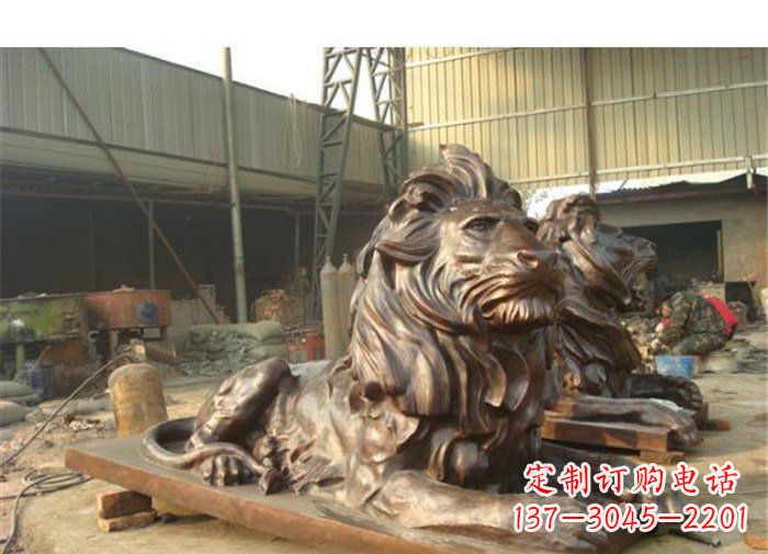 泰州铜雕狮子公司门口雕塑