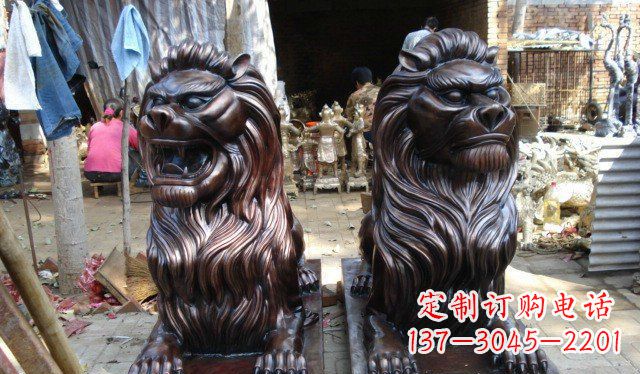 泰州铜雕狮子公司门口雕塑 (2)