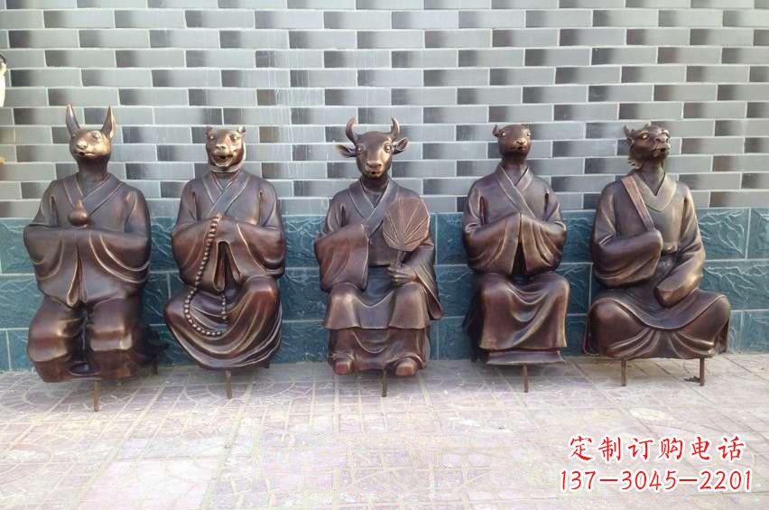 泰州铜雕兽首人身十二生肖雕塑