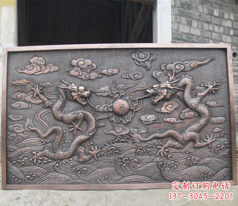 泰州铜雕双龙壁画景观摆件