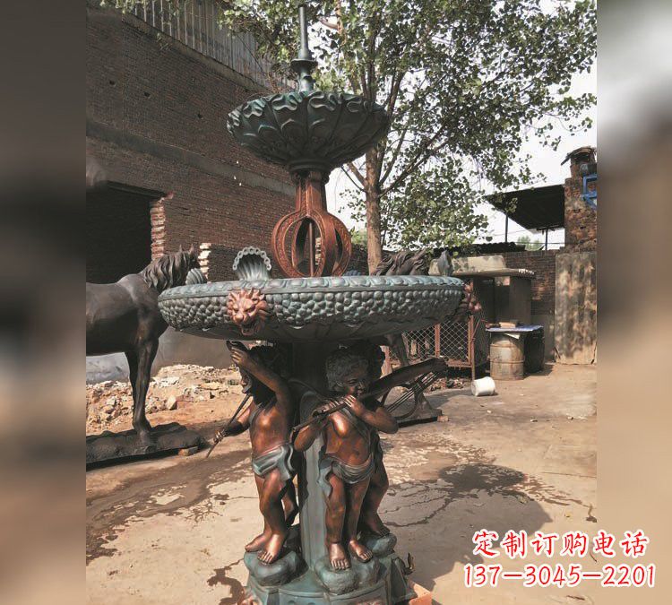 泰州铜雕双层西方儿童喷泉