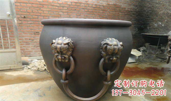 泰州铜雕水缸寺庙景观雕塑_2