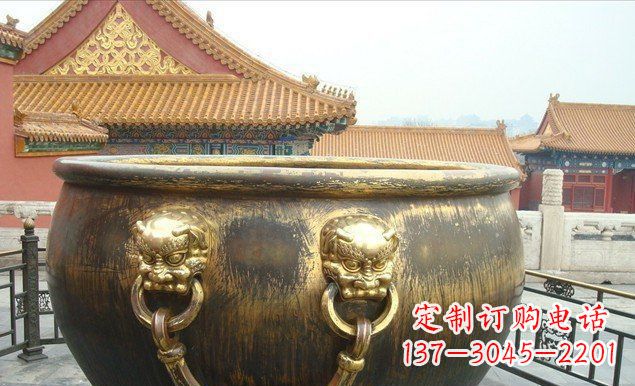 泰州铜雕水缸寺庙景观雕塑 (2)