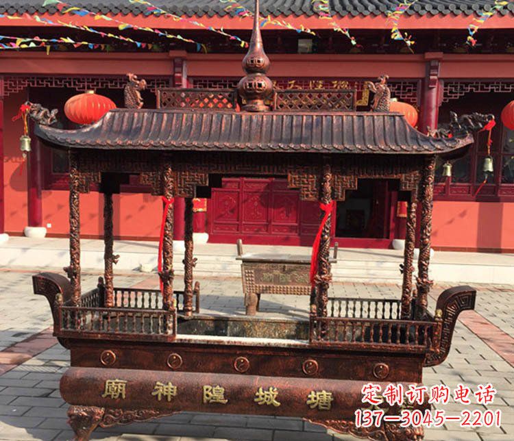 泰州铜雕寺庙佛光普照香炉雕塑摆件