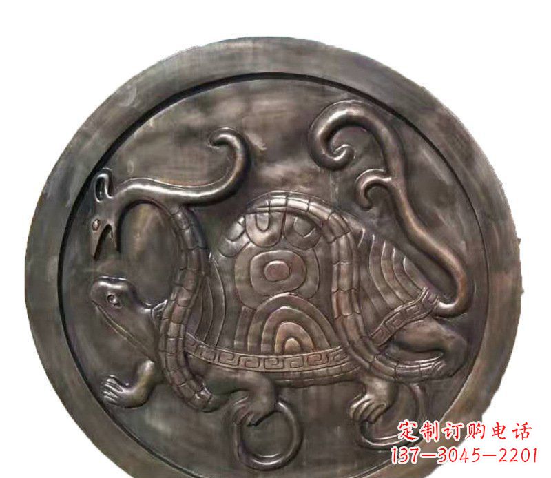 泰州铜雕乌龟与蛇壁画摆件