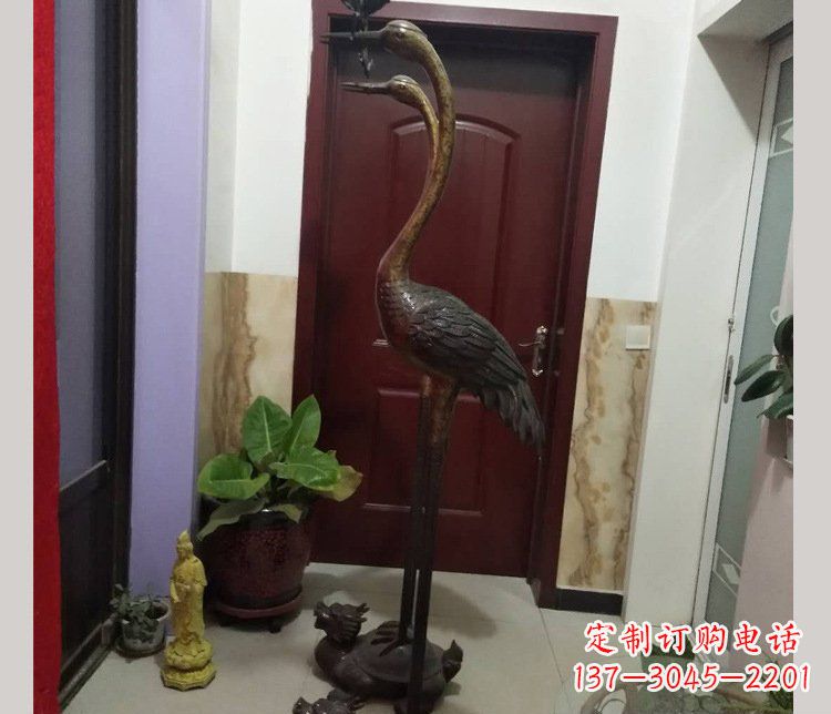 泰州铜雕仙鹤踩龟雕塑摆件 (2)
