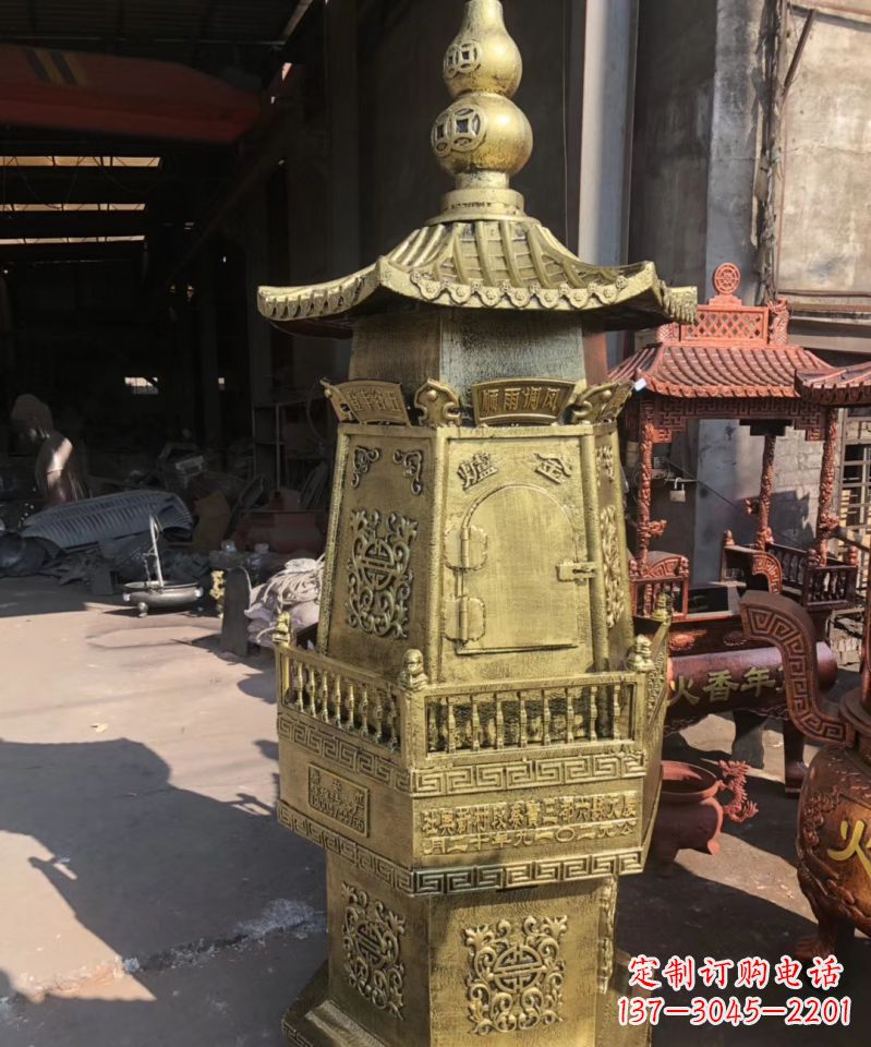 泰州铜雕香炉塔寺庙摆件