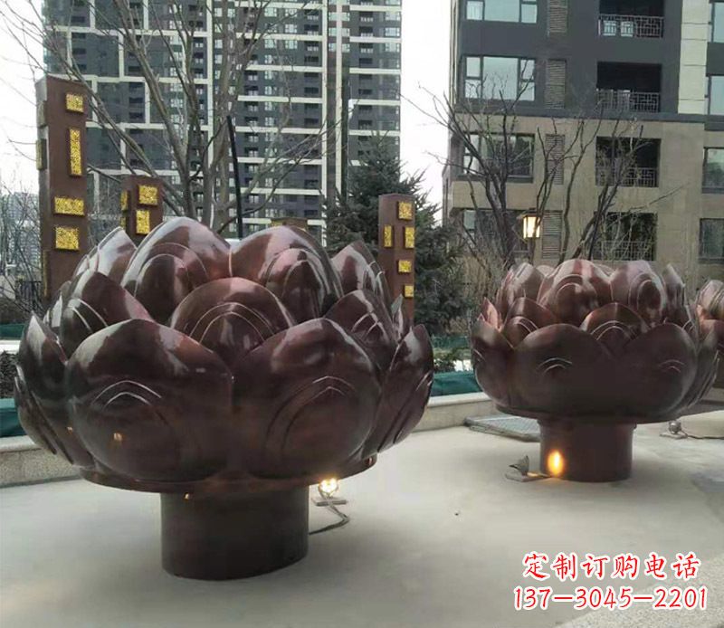 泰州铜雕小区景观荷花