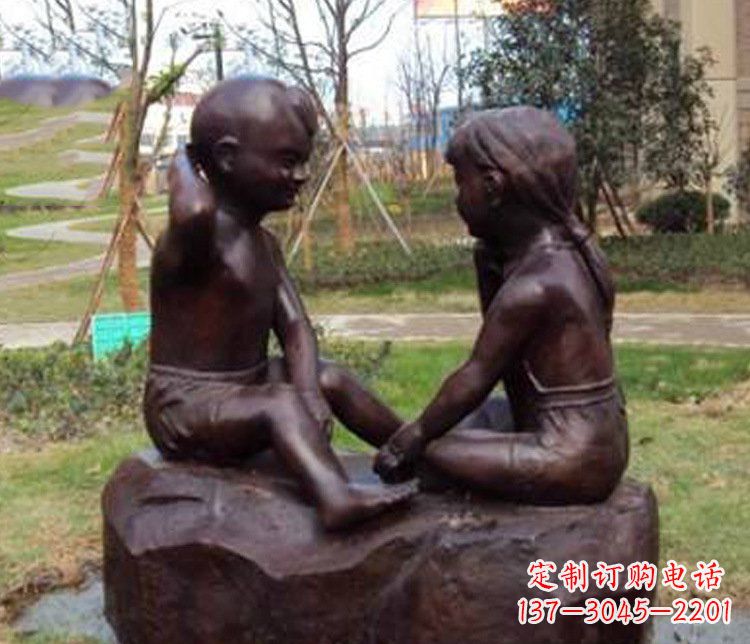 泰州铜雕小区玩游戏儿童雕塑