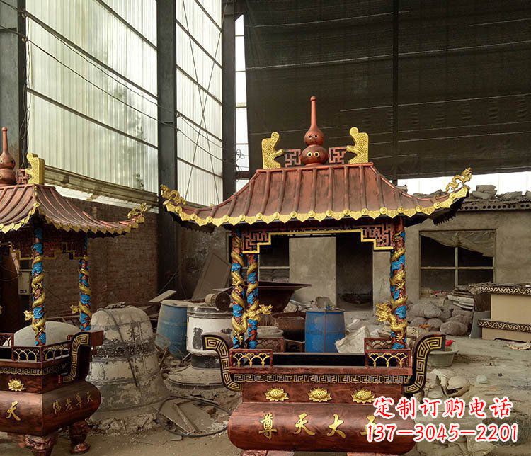 泰州铜雕小型寺庙香炉摆件