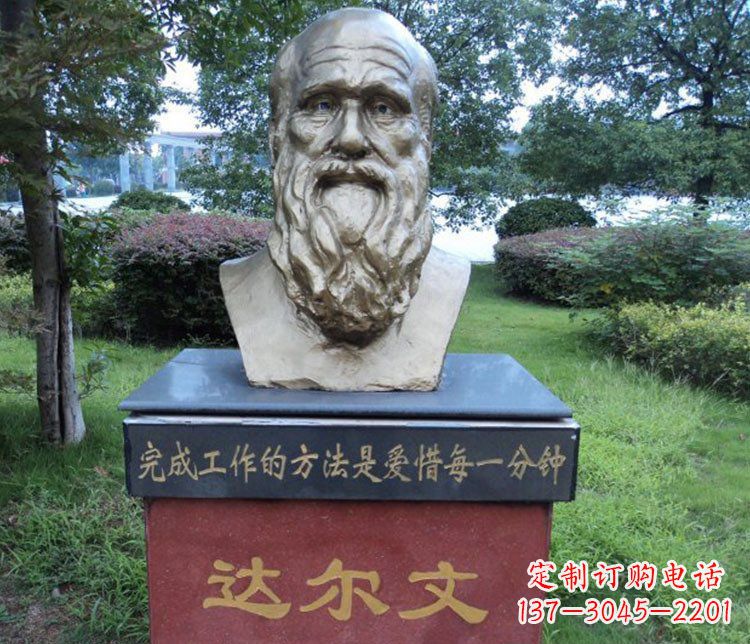 泰州铜雕校园达尔文肖像雕塑