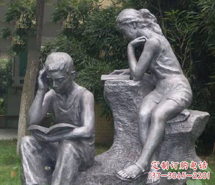 泰州铜雕校园读书学生摆件