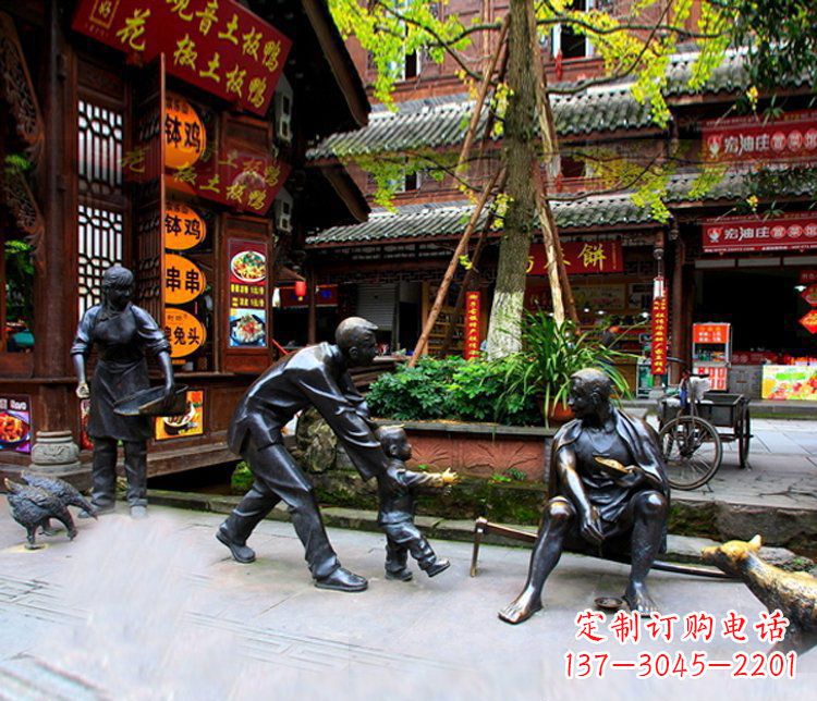 泰州铜雕学走路儿童街道人物雕塑